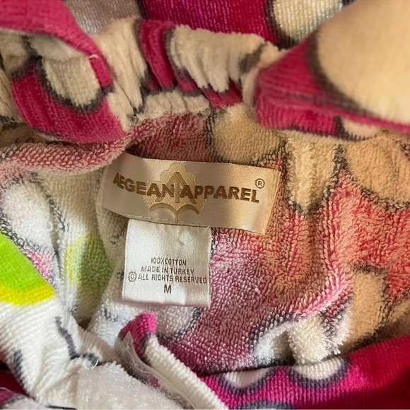 Aegean Apparel Girls Terrycloth Swim Coverup Floral Pattern Pink Green White - Picture 6 of 6